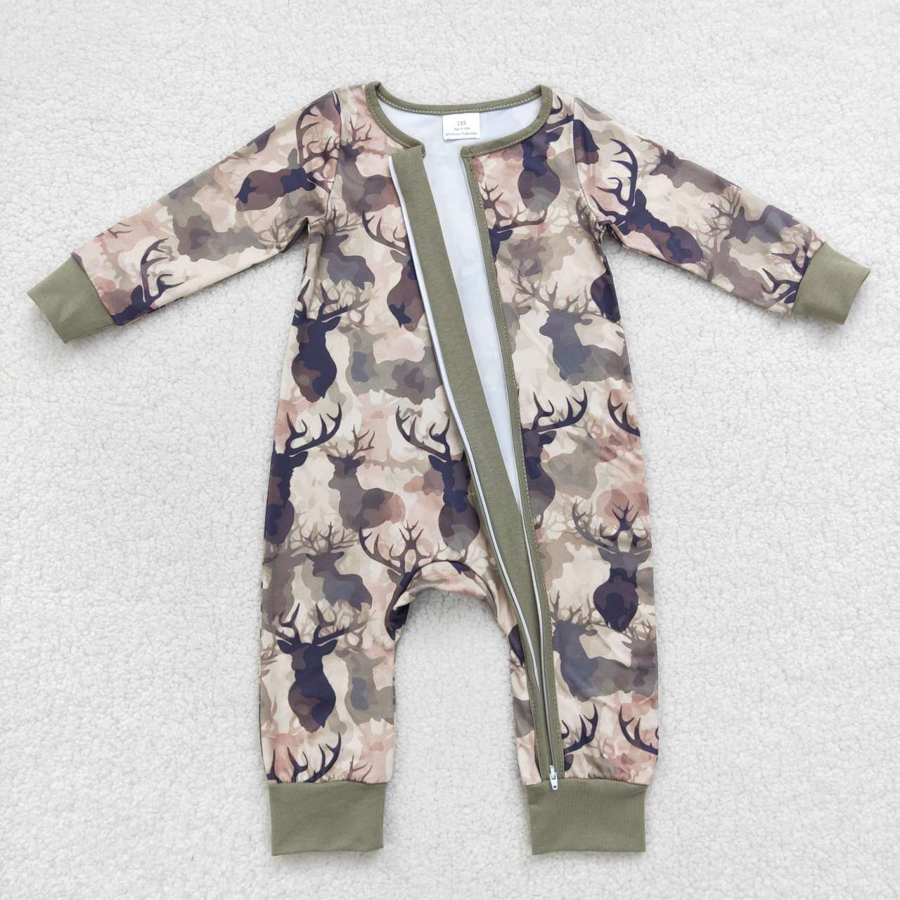 USA Shop Baby Boys Camo Deer Zip Long Sleeve Rompers