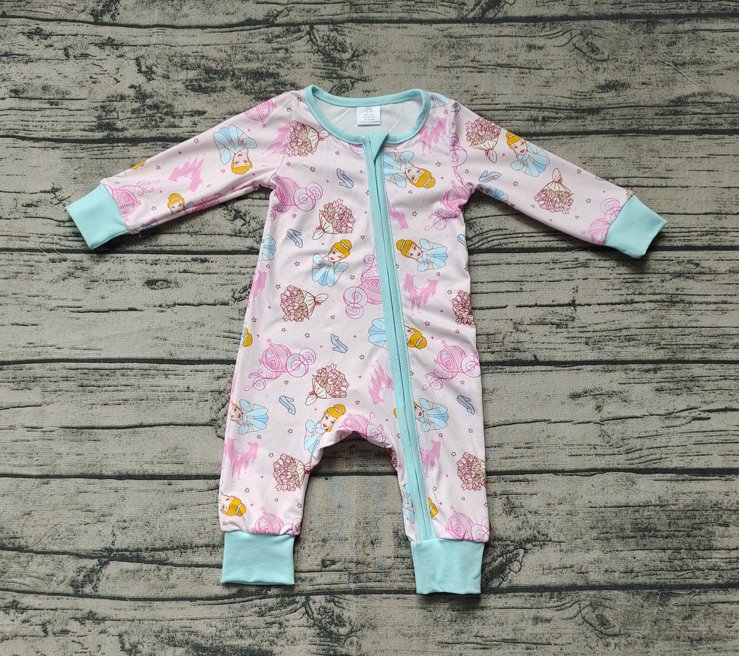 Baby Infant Girls Princess Pink Zip Bamboo Rompers