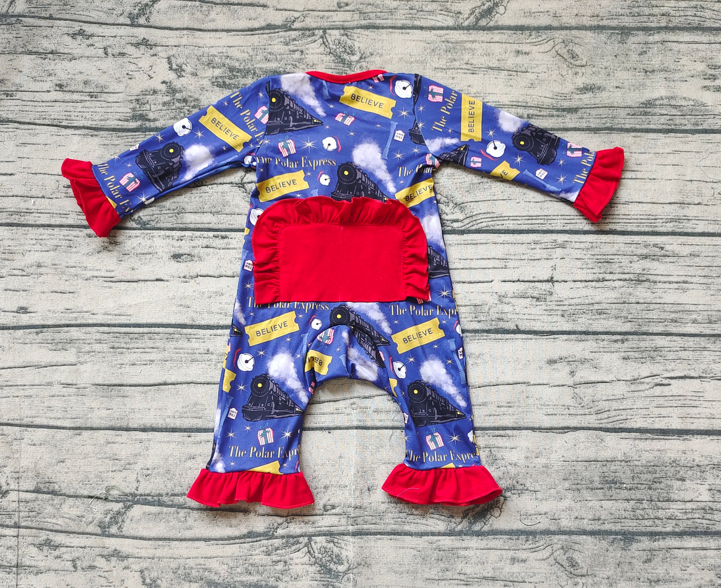 Baby Infant Girls Christmas Train Zip Bamboo Rompers