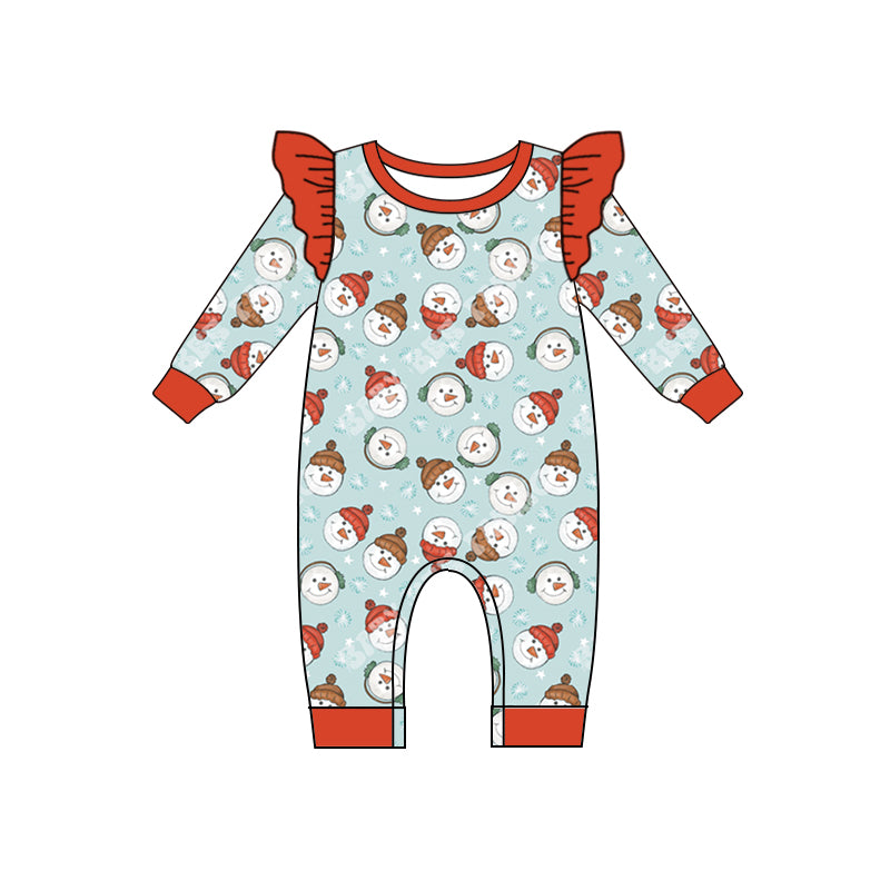 Baby Infant Girls Snowman Winter Rompers preorder