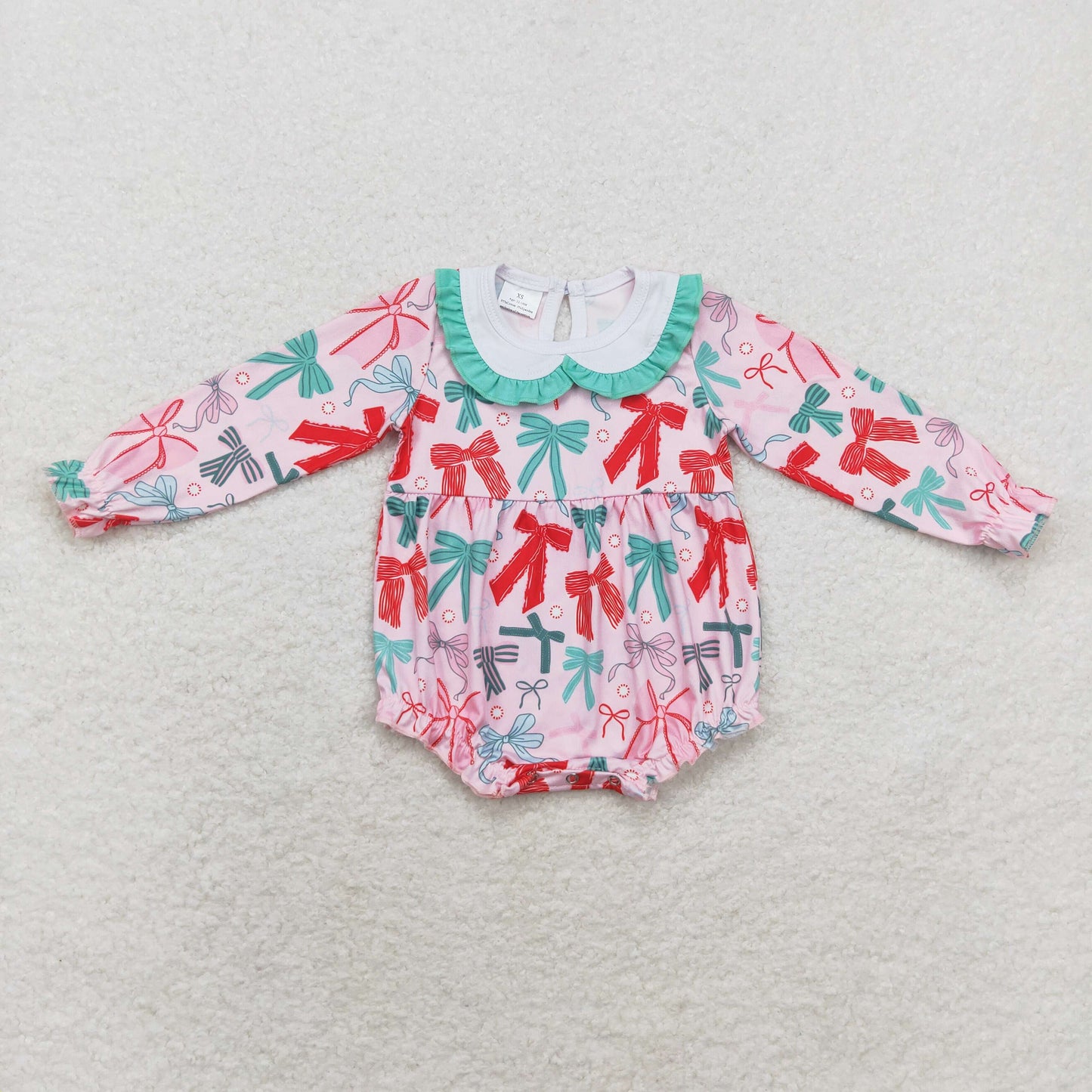 USA Shop Baby Infant Girls Christmas Pink Bows Long Sleeve Rompers