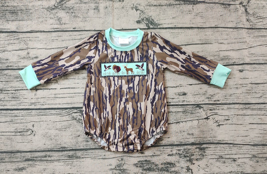 Baby Boys Long Sleeve Southern Wood Camo Ducks Turkey Hunting Rompers