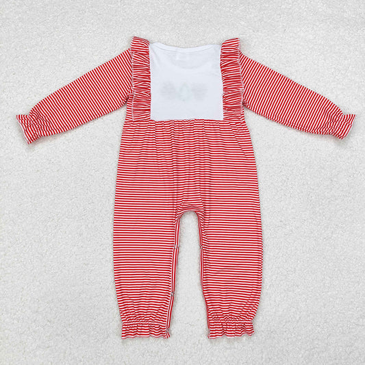 Baby Infant Girls Christmas Red Stripes Santa Deer Tree Rompers