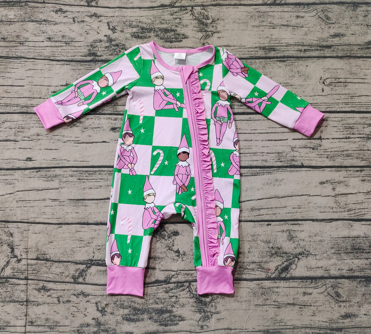 Baby Infant Girls Pink Christmas Shelf Zip Rompers