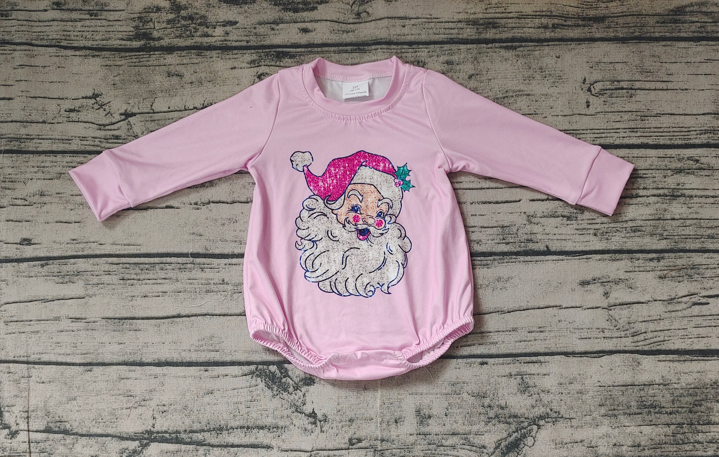Baby Infant Girls Pink Christmas Santa Rompers