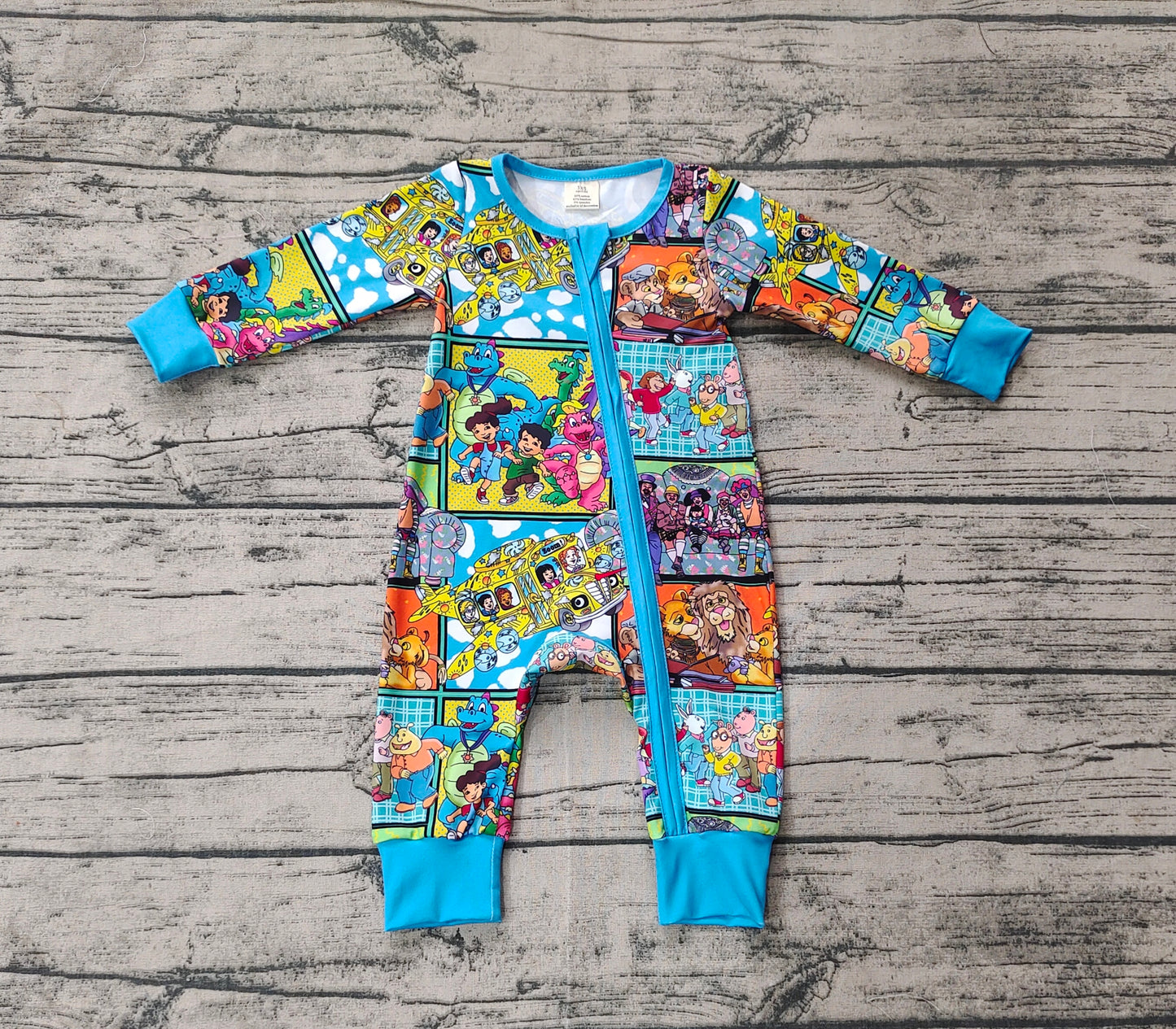 Baby Infant Boys Cartoon Aimals Bamboo Zip Rompers