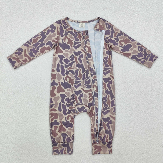 USA Shop Baby Infant Boys Grey Camo Long Sleeve Zip Rompers