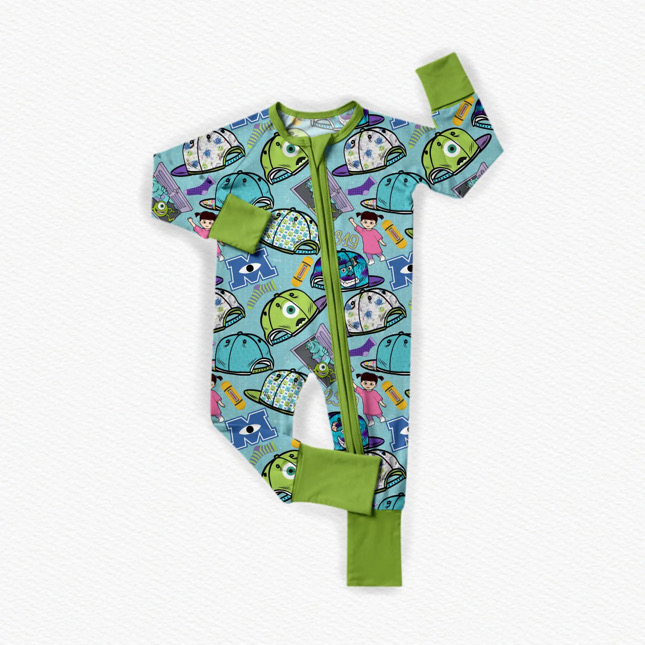 Baby Infant Boys Monster Hats Zip Rompers preorder