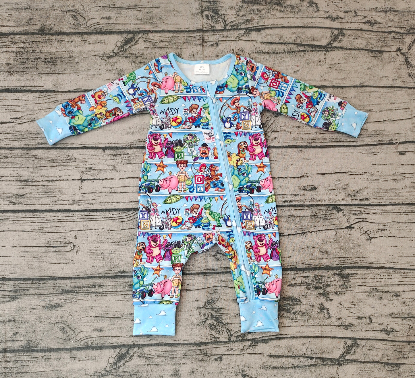 Baby Infant Toys Blue Cartoon Zip Rompers