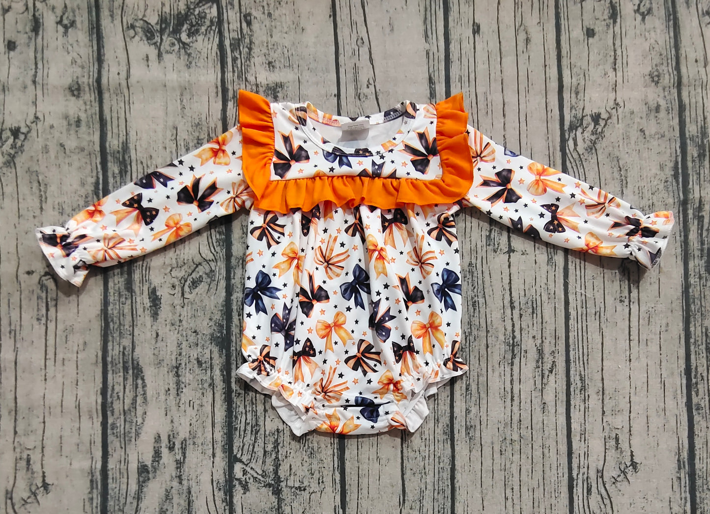 Baby Girls Halloween Colorful Bows Stars Ruffle Rompers