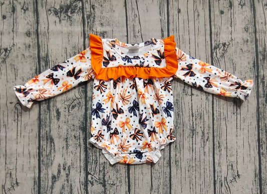 Baby Girls Halloween Colorful Bows Stars Ruffle Rompers