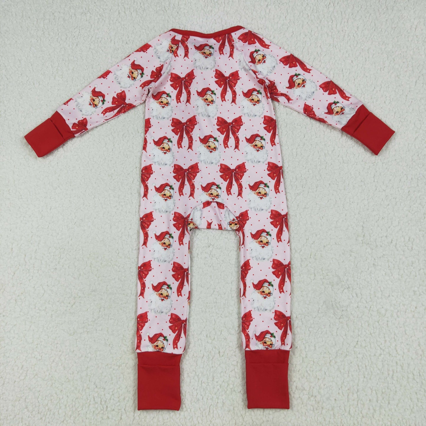 Sibling Family Mama and Girls Christmas Bows Santa Ruffle Fur Sleeve Pajamas Clothes Set Dress Rompers