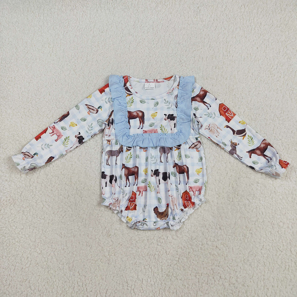 Sibling Baby Girls Farm House Animals Rompers Dresses Outfits