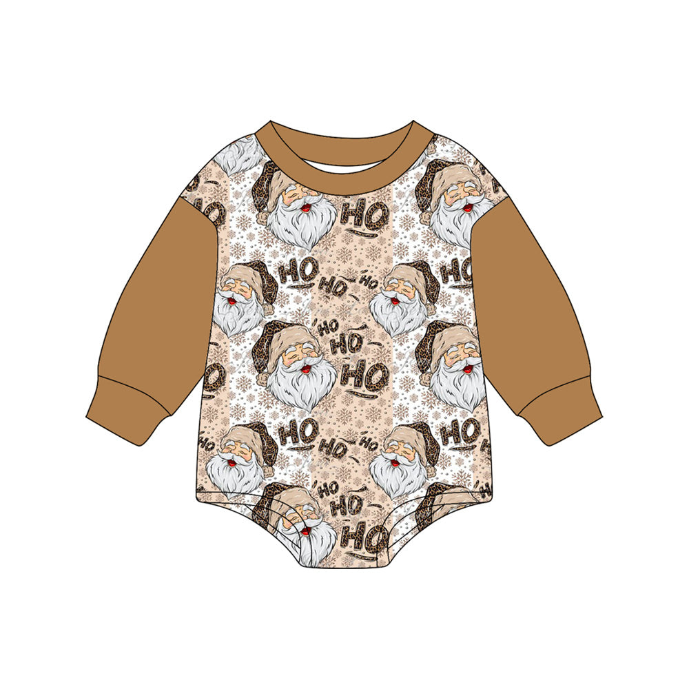 Baby Girls Brown Long Sleeves Santa Snowflakes Rompers Preorder
