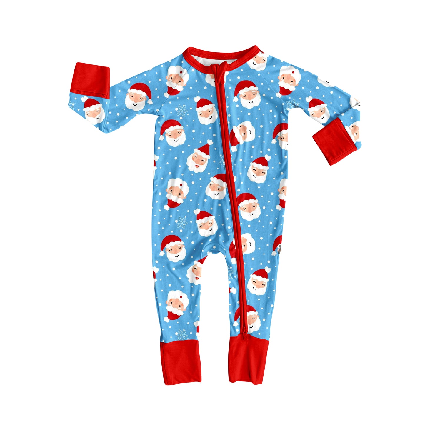 Baby Boys Blue Long Sleeves Santa Plaid Zipper Pant Rompers Preorder