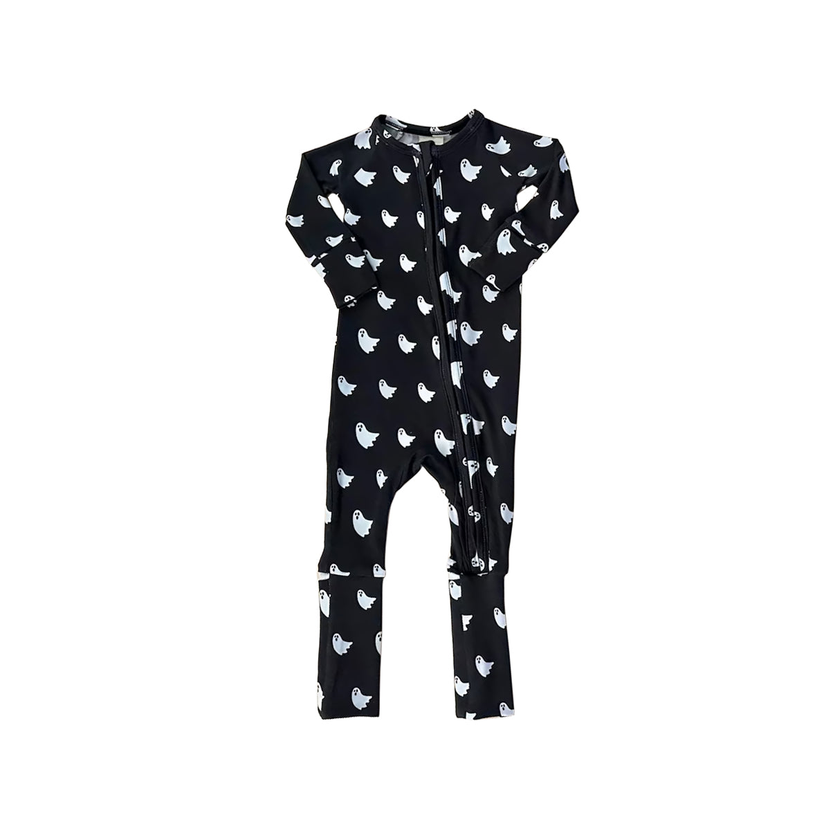 Baby Boys Black Long Sleeves Ghosts Plaid Zipper Pant Rompers Preorder