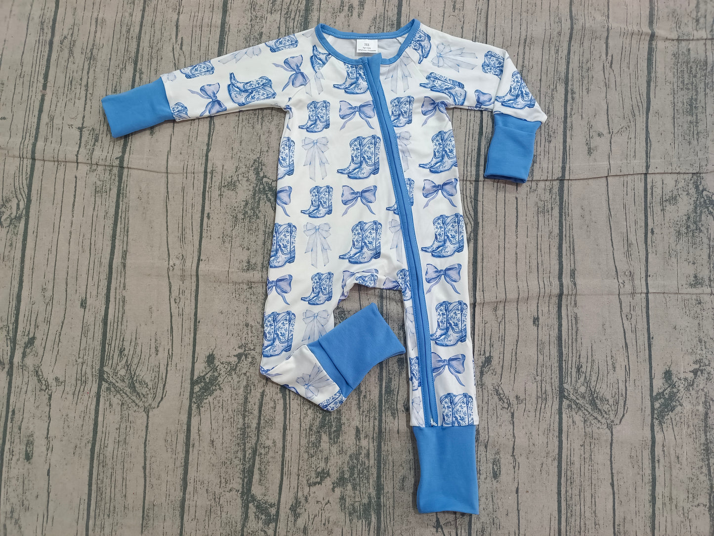 Baby Girls Bows Boots Western Two Way Zip Convertible Rompers