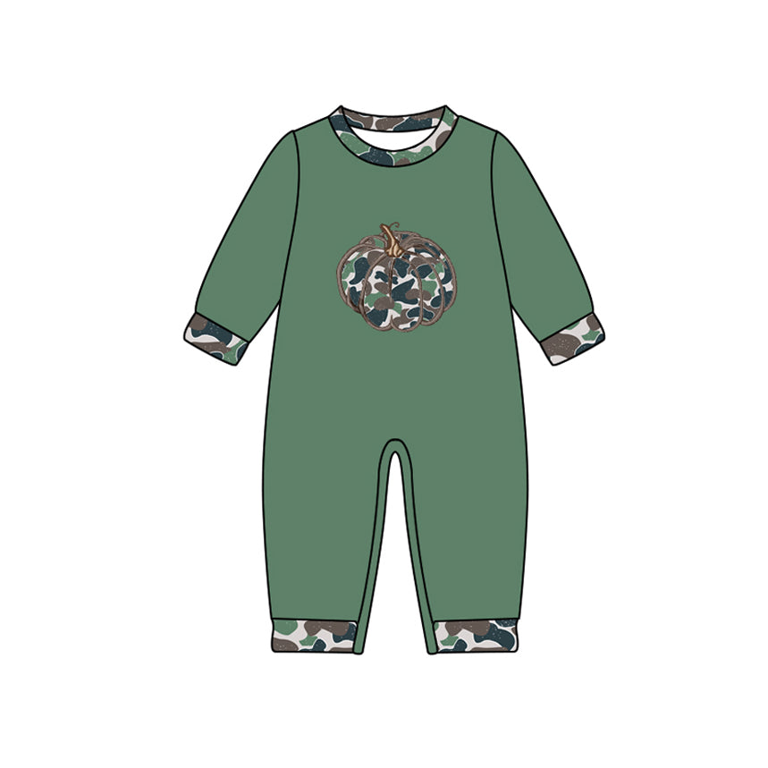 Baby Boys Long Sleeves Green Camo Pumpkins Pant Rompers Preorder