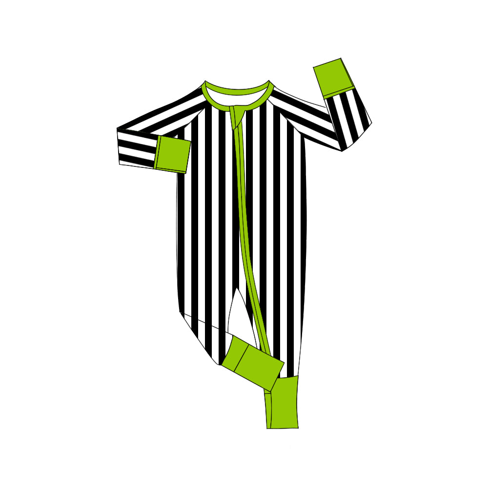 Baby Boys Black Stripes Fall Zipper Footie Rompers Preorder