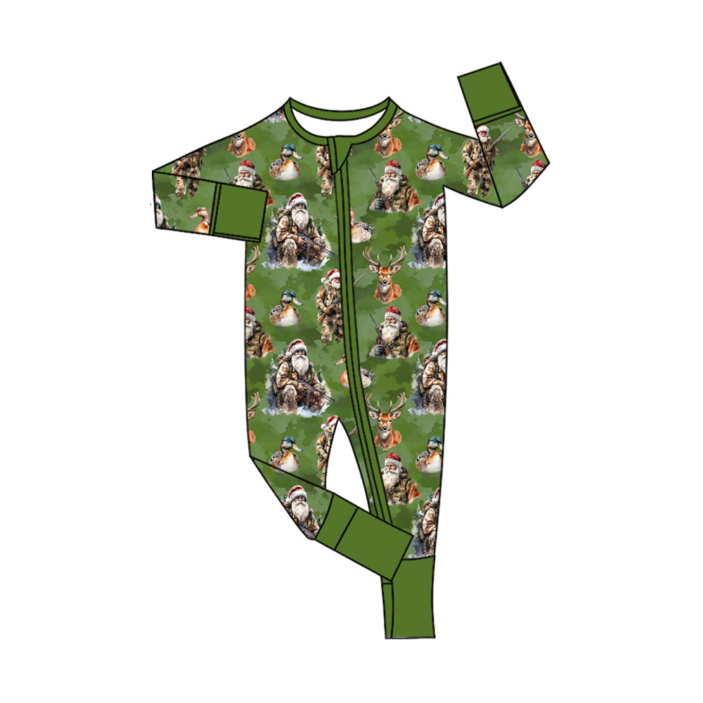 Baby Girls Santa Deer Christmas Zipper Footie Rompers Preorder