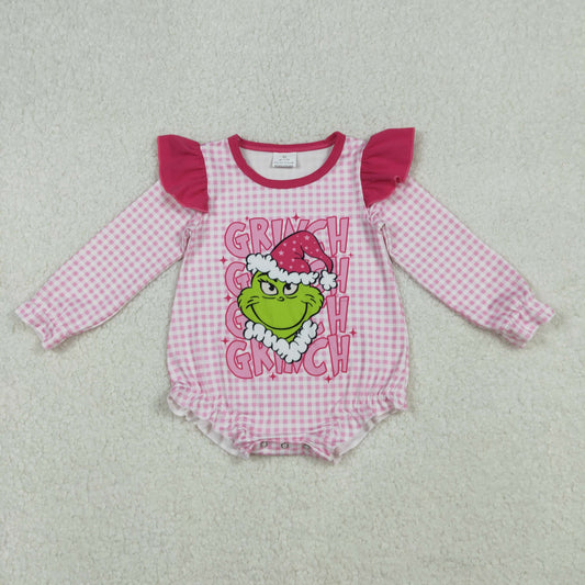 Sibling Baby Boys Girls Long Sleeve Grin Christmas Checked Rompers