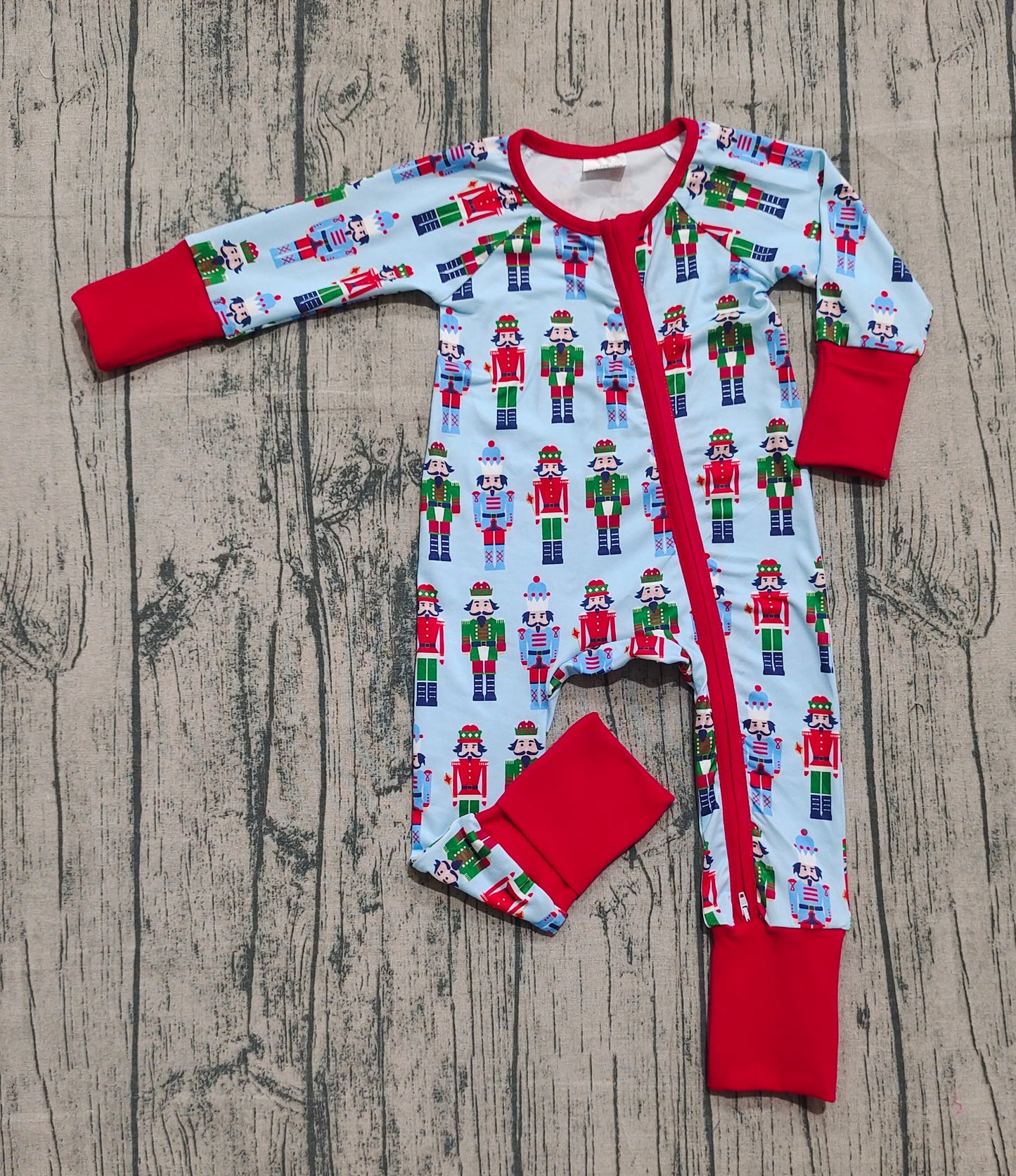 Baby Boys Christmas Soldiers Zipper Footie Rompers