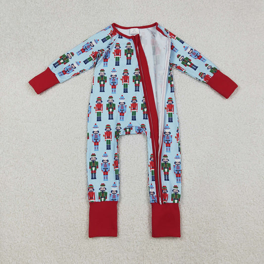 Baby Boys Christmas Soldiers Zipper Footie Rompers