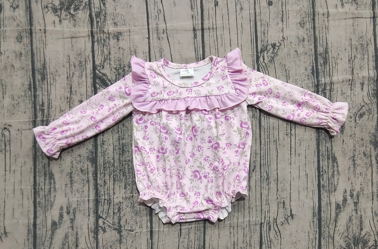 Baby Girls Long Sleeve Flowers Ruffle Rompers