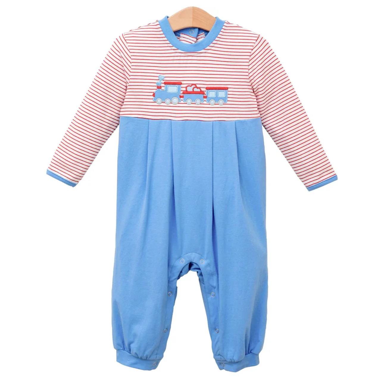 Baby Boys Hearts Trucks Red Stripe Valentine Footie Rompers Preorder