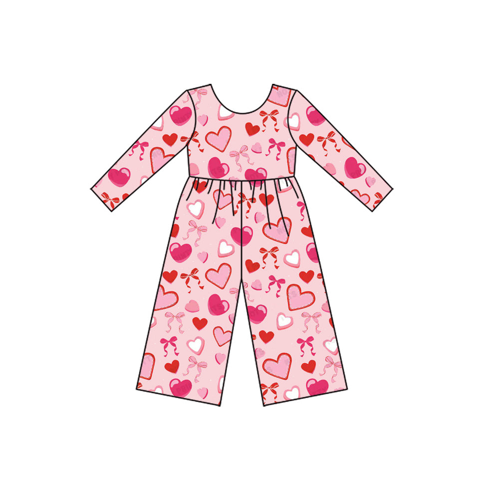 Baby Girls Pink Hearts Bows Pants Valentine Jumpsuits Preorder
