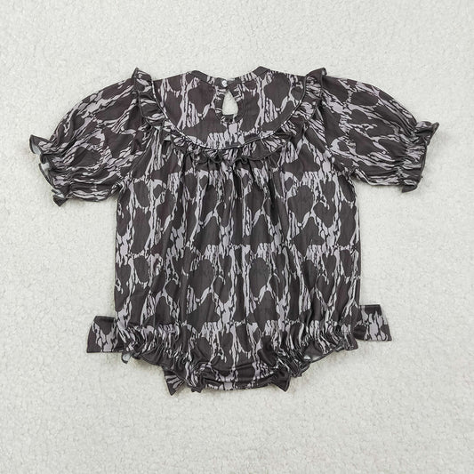 Smocked Mamas Bestie Baby Girls Camo Hunting Ruffle Rompers