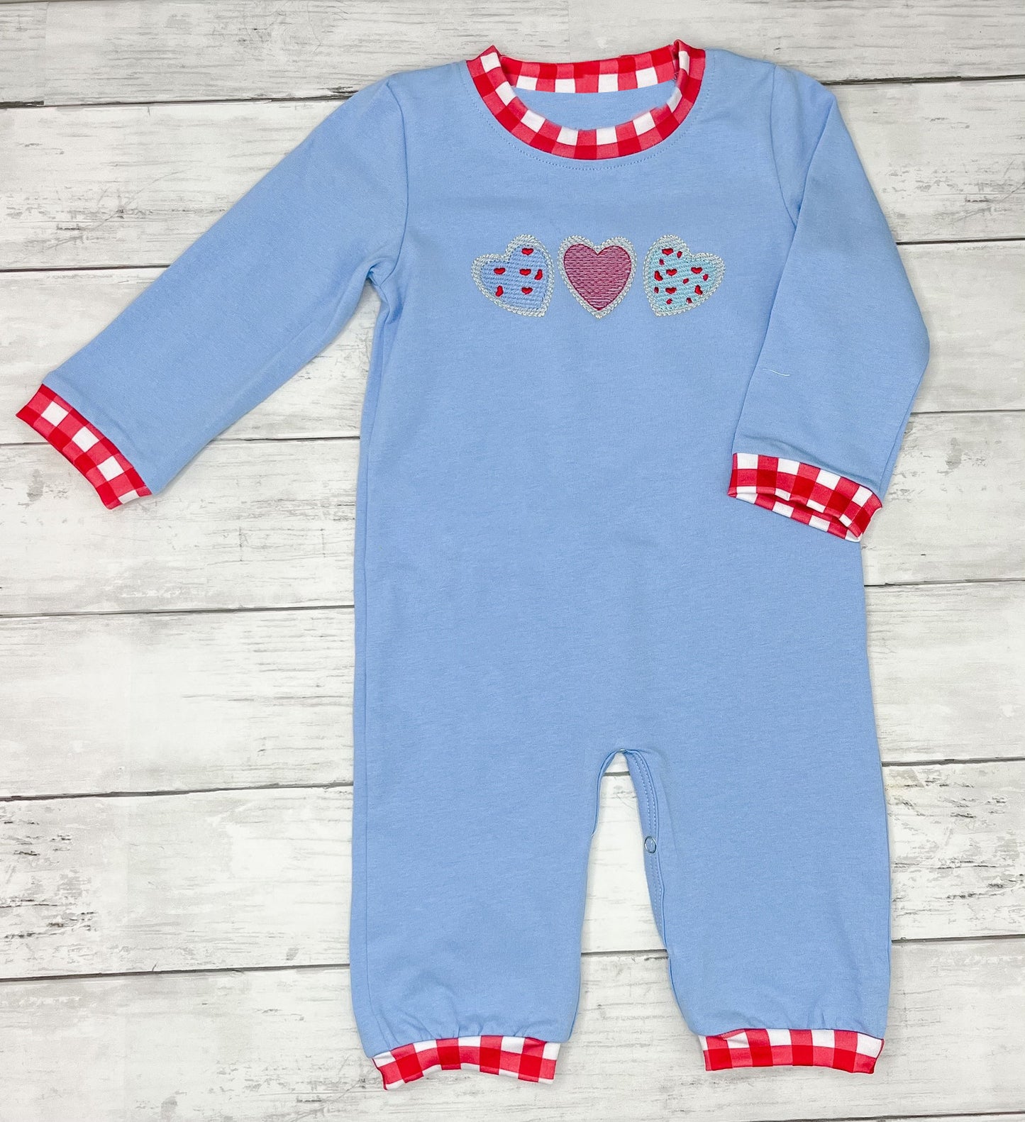 Baby Boys Long Sleeve Hearts Valentine Footie Rompers Preorder