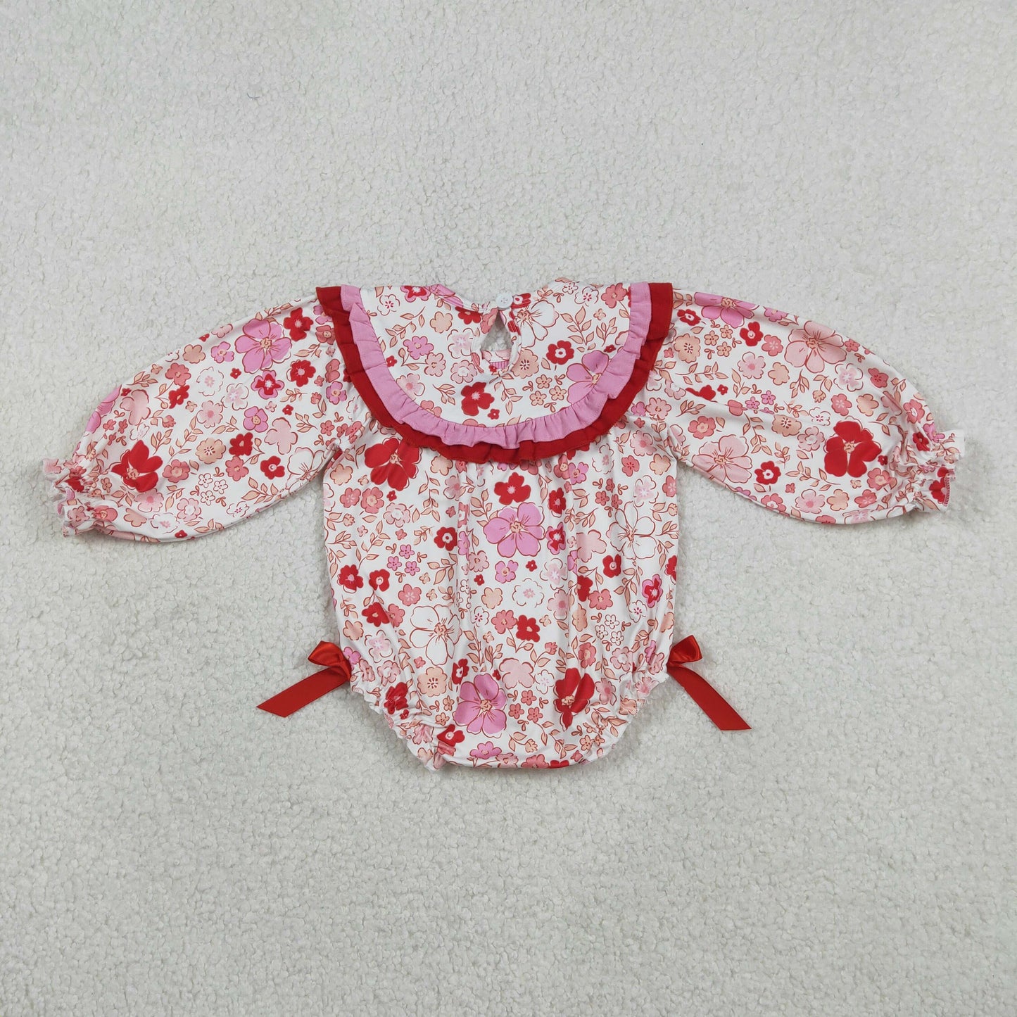 Smocked Jesus Love Me Baby Girls Flowers Ruffle Rompers