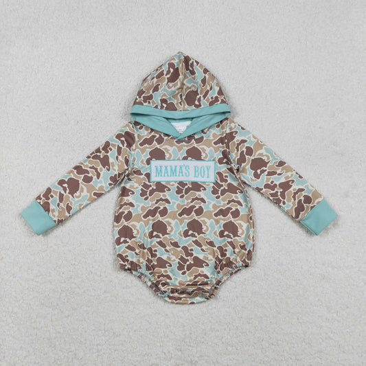 Sibling Baby Boys Southern Camo Embroidery Mama's Boy Hoodies Top