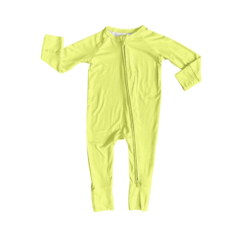 Baby Girls Yellow Zipper Footie Rompers Preorder