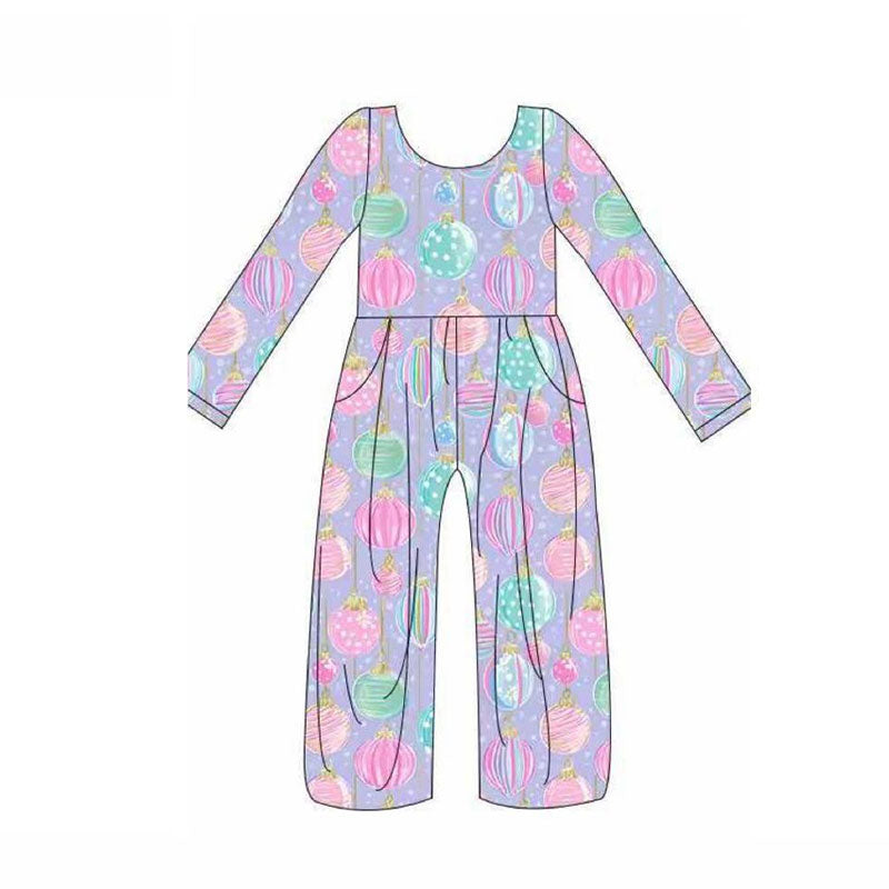 Baby Girls Lavender Lights Plaid Pockets Pants Jumpsuits Preorder