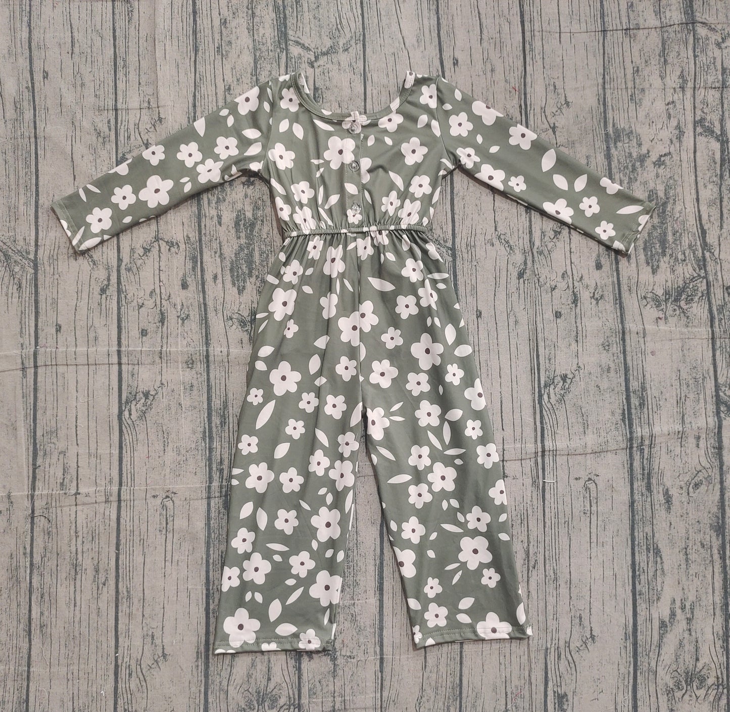 Baby Girls Small Flowers Plaid Pockets Pants Jumpsuits