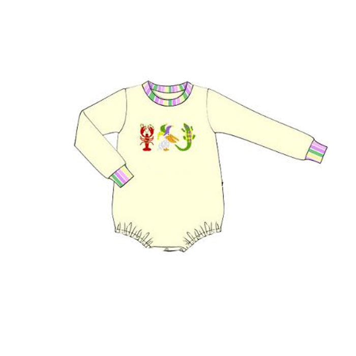 Baby Boys Mardigras Crayfish Crocodiles Rompers Preorder