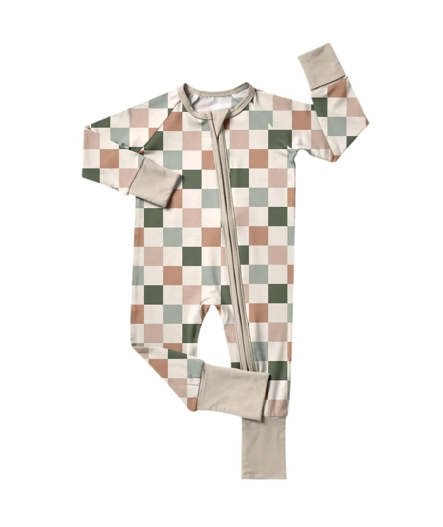 Baby Boys Checked Two Way Zip Convertible Rompers Preorder