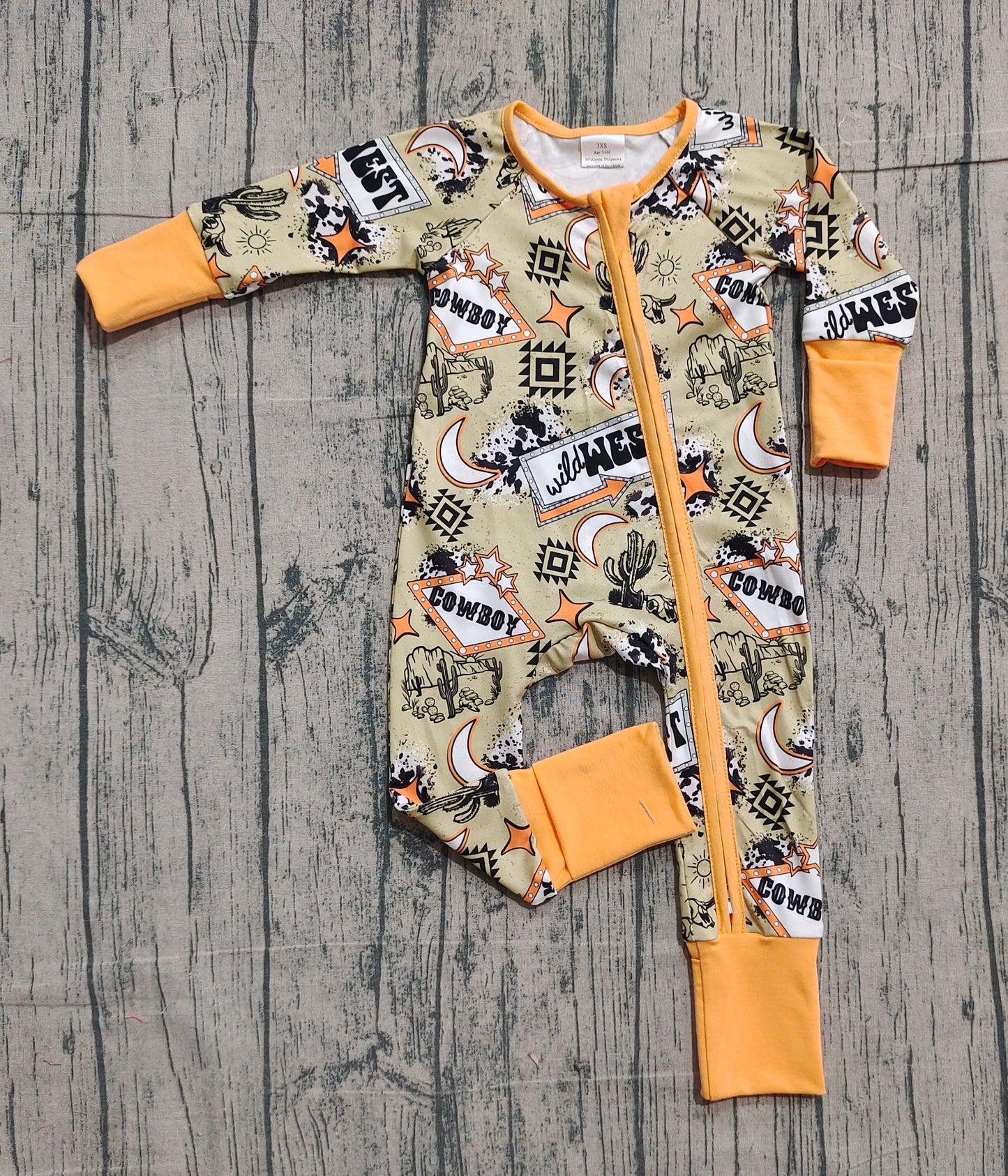 Baby Boys Aztec Cactus Wild West Western Two Way Zip Convertible Rompers