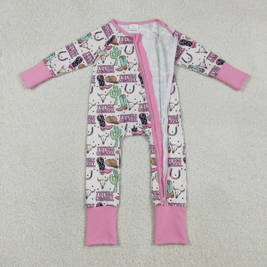 Baby Girls Cactus Cowgirls Western Two Way Zip Convertible Rompers