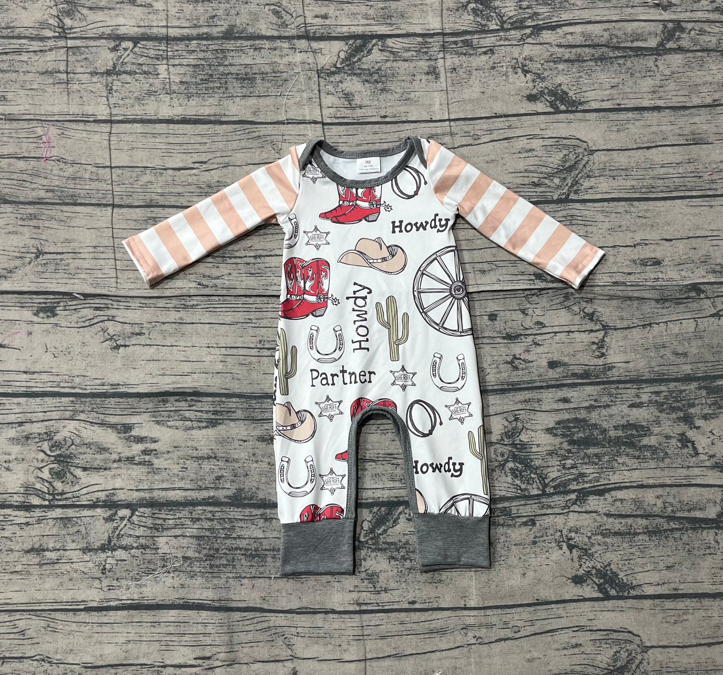 Baby Boys Cactus Boots Partner Howdy Western Rompers