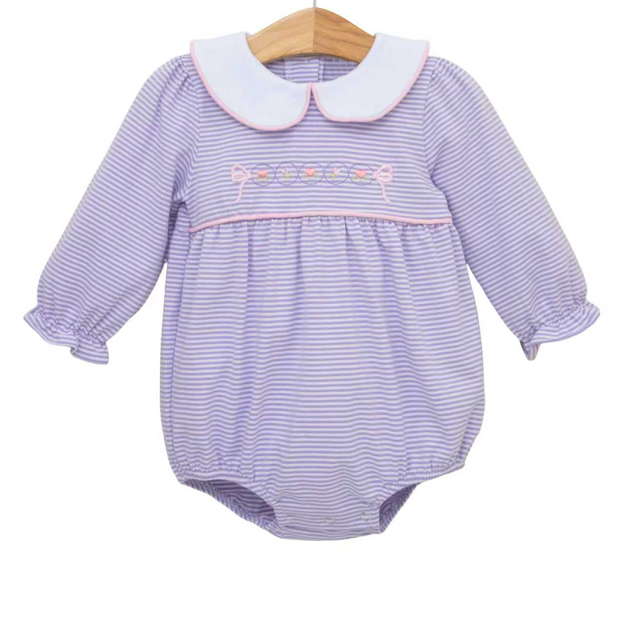 Baby Girls Stripe Bows Hearts Valentines Collar Ruffle Rompers Preorder