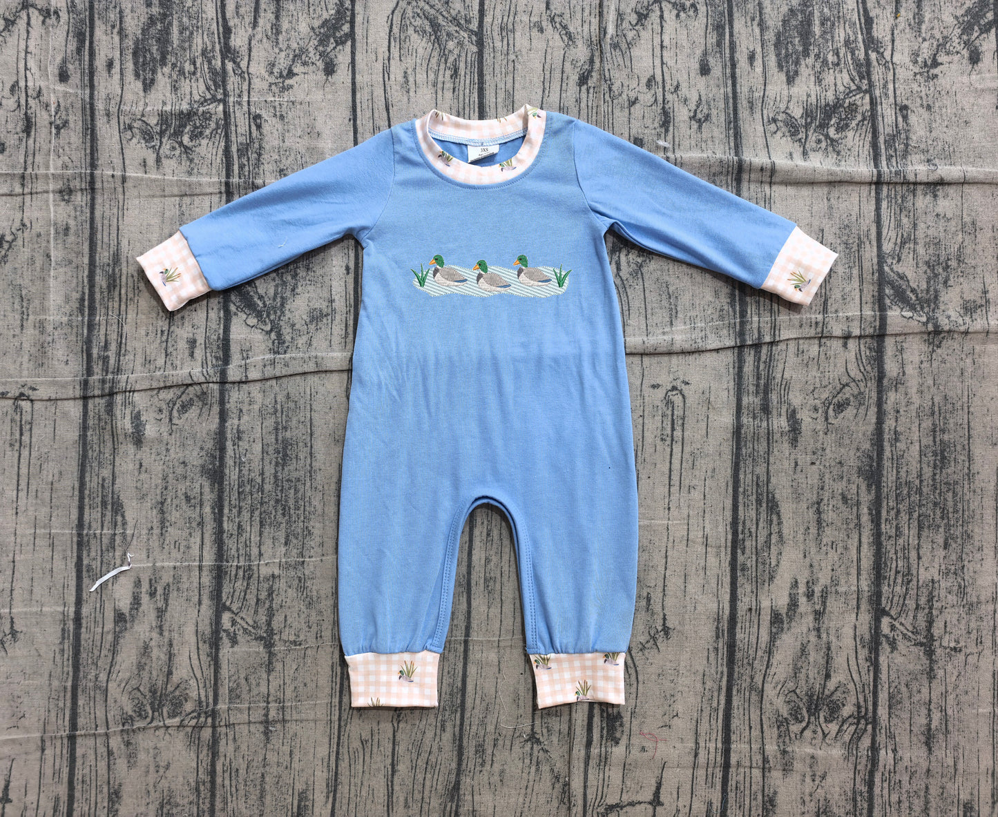 Embroidery Ducks Baby Boys Long Sleeve Hunting Rompers Preorder