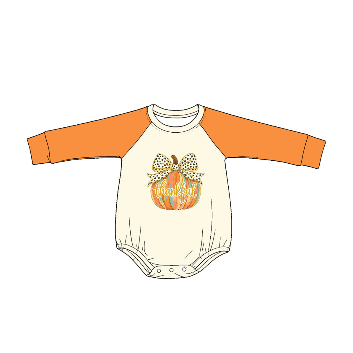 Baby Girls Long Sleeve Bows Pumpkins Thanksgivings Rompers Preorder