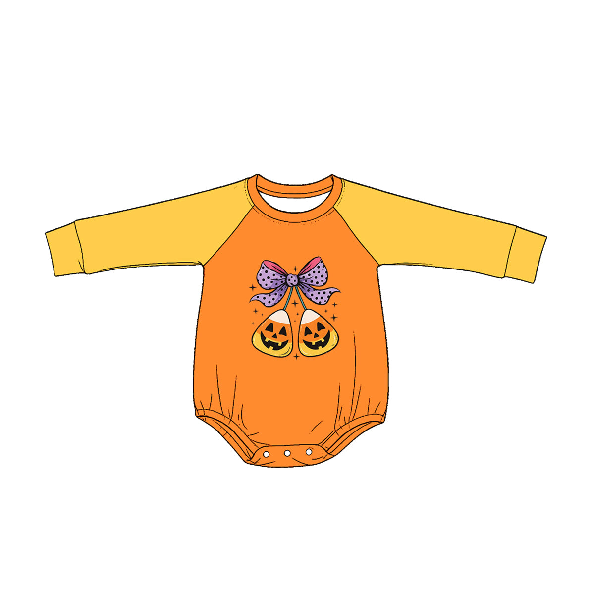 Baby Girls Long Sleeve Bows Ghost Candy Halloween Rompers Preorder