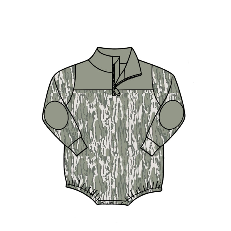 Baby Boys Long Sleeve Camo Zipper Rompers Preorder