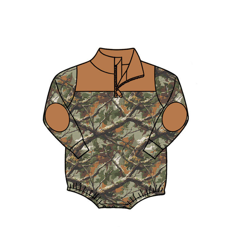 Baby Boys Long Sleeve Camo Zipper Rompers Preorder