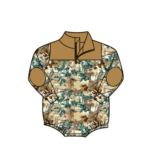 Baby Boys Long Sleeve Camo Zipper Rompers Preorder