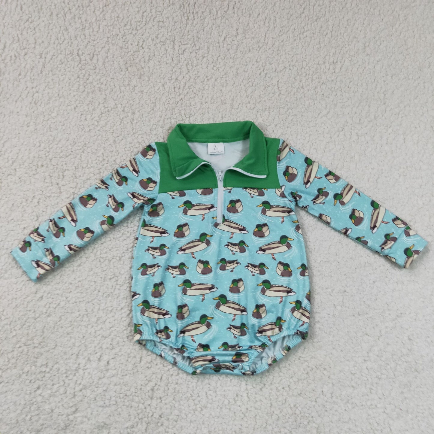 Sibling Baby Boys Long Sleeves Ducks Plaid Hunting Zipper Rompers